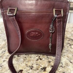 RARE VTG American Angel‎ Genuine Leather Shoulder Bag Style 5697 Dark Brown 5384